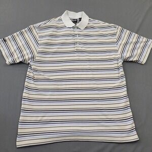 PING Collection Mens XL Sensor Cool Striped Golf Polo Shirt White Blue UV